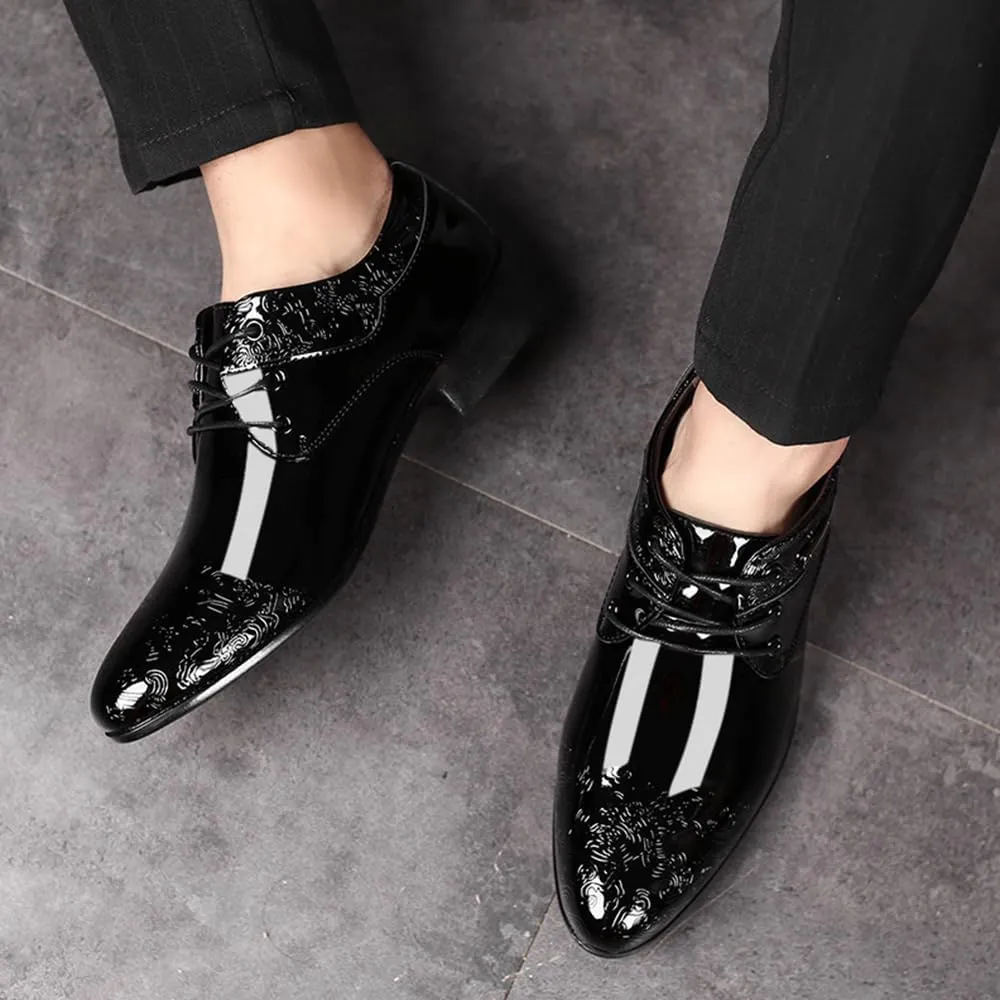 Men's Patent Leather Oxford Dress Shoes Business Lace-ups Wedding Shoe Office Loafers Formal Derbys
