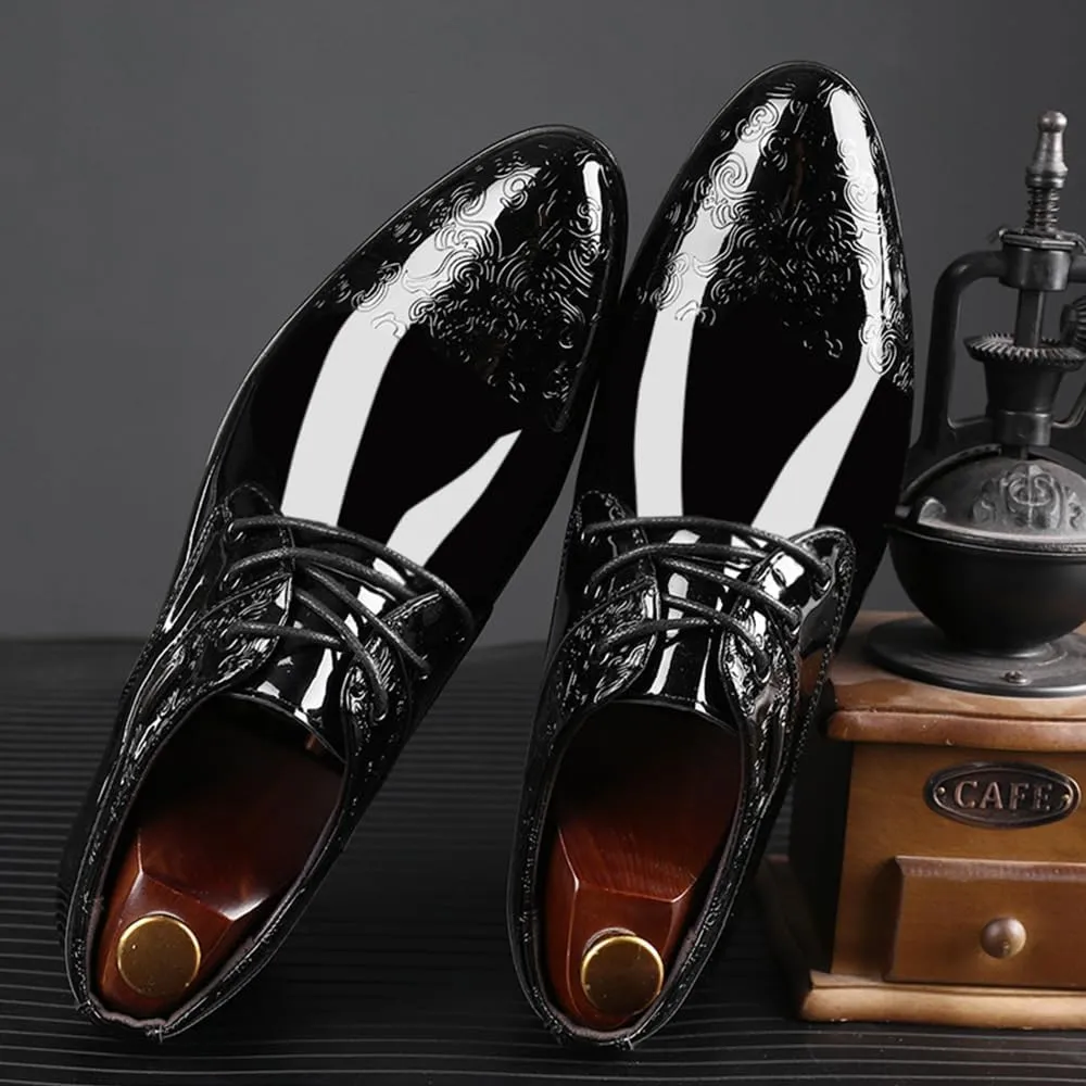 Men's Patent Leather Oxford Dress Shoes Business Lace-ups Wedding Shoe Office Loafers Formal Derbys