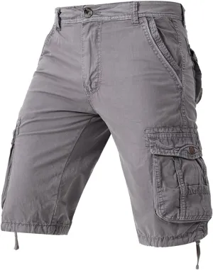 Men's Regular Fit Military Cargo Shorts - Summer Cotton Tactical Shorts with Multi Pockets