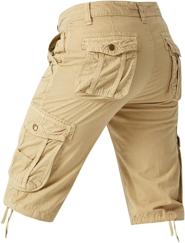 Men's Regular Fit Military Cargo Shorts - Summer Cotton Tactical Shorts with Multi Pockets
