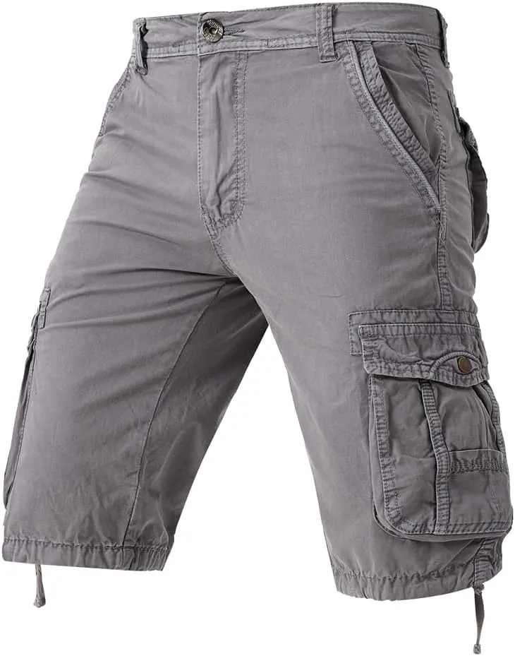 Men's Regular Fit Military Cargo Shorts - Summer Cotton Tactical Shorts with Multi Pockets