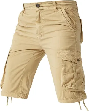 Men's Regular Fit Military Cargo Shorts - Summer Cotton Tactical Shorts with Multi Pockets