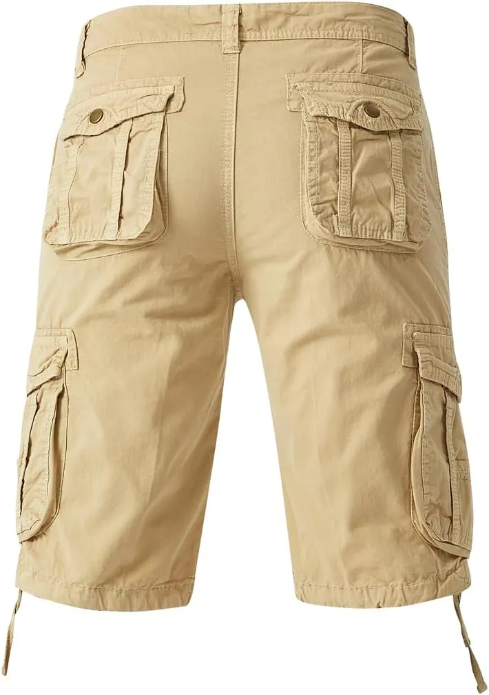 Men's Regular Fit Military Cargo Shorts - Summer Cotton Tactical Shorts with Multi Pockets
