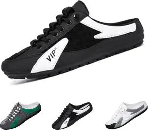 Men's Slip on Mule Sneakers,Men's Backless Sneakers, Closed Toe Half Drag Sneakers Anti-Slip Walking Shoes
