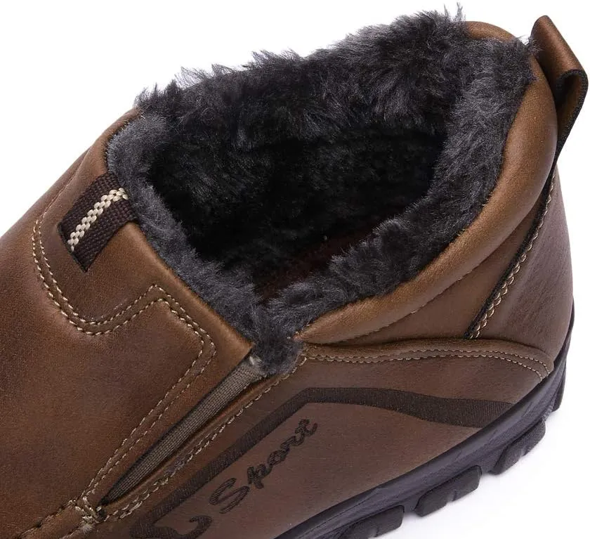 Men's Snow Boots Moccasins Slippers Plush Loafers Warm Lined Driving Indoor Outdoor Winter Non-Slip Elderly Walking Sneaker Shoes