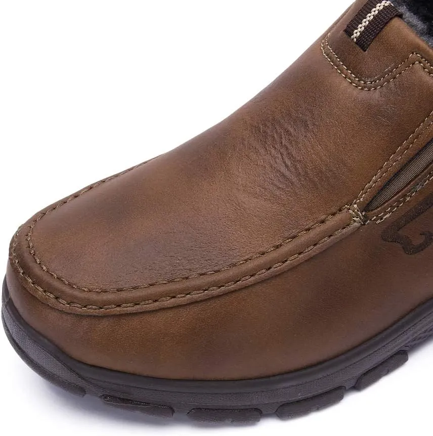 Men's Snow Boots Moccasins Slippers Plush Loafers Warm Lined Driving Indoor Outdoor Winter Non-Slip Elderly Walking Sneaker Shoes