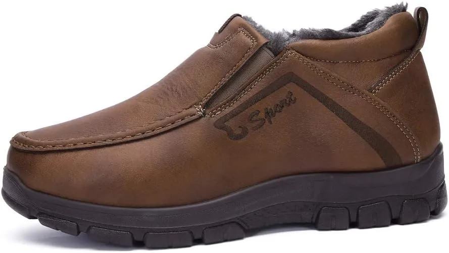 Men's Snow Boots Moccasins Slippers Plush Loafers Warm Lined Driving Indoor Outdoor Winter Non-Slip Elderly Walking Sneaker Shoes