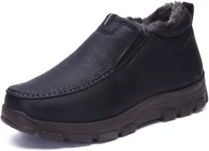 Men's Snow Boots Moccasins Slippers Plush Loafers Warm Lined Driving Indoor Outdoor Winter Non-Slip Elderly Walking Sneaker Shoes