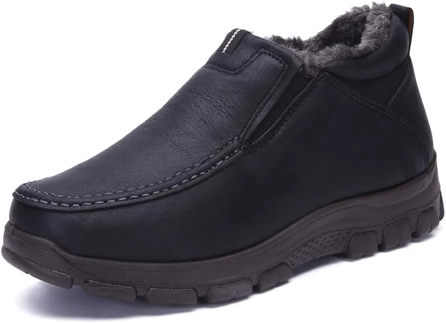 Men's Snow Boots Moccasins Slippers Plush Loafers Warm Lined Driving Indoor Outdoor Winter Non-Slip Elderly Walking Sneaker Shoes