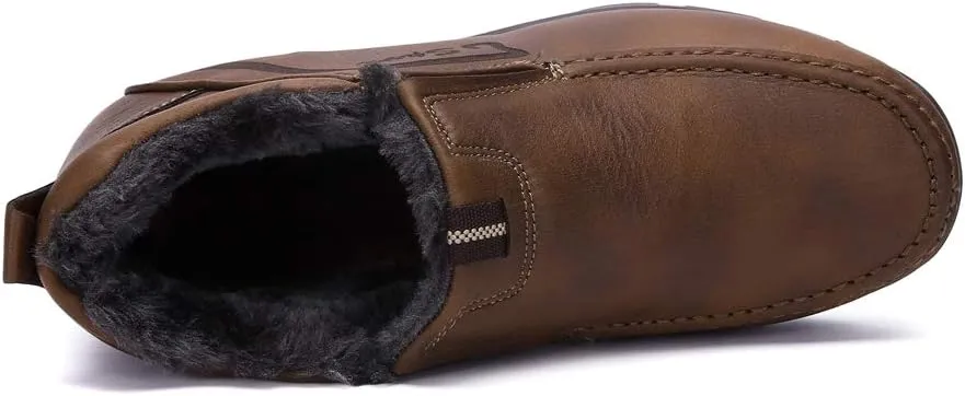 Men's Snow Boots Moccasins Slippers Plush Loafers Warm Lined Driving Indoor Outdoor Winter Non-Slip Elderly Walking Sneaker Shoes