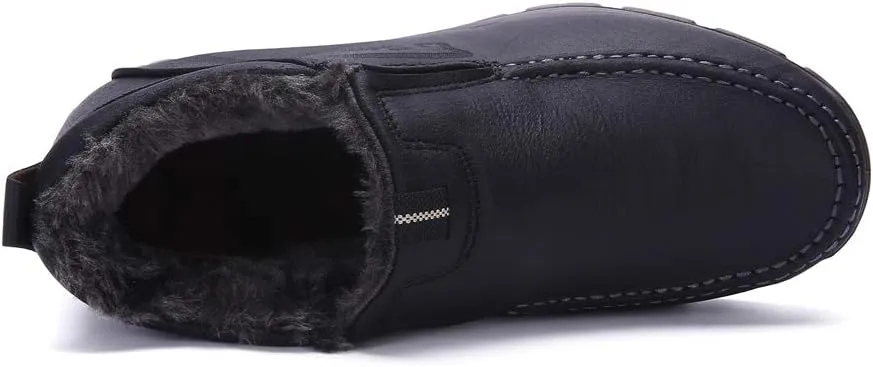 Men's Snow Boots Moccasins Slippers Plush Loafers Warm Lined Driving Indoor Outdoor Winter Non-Slip Elderly Walking Sneaker Shoes