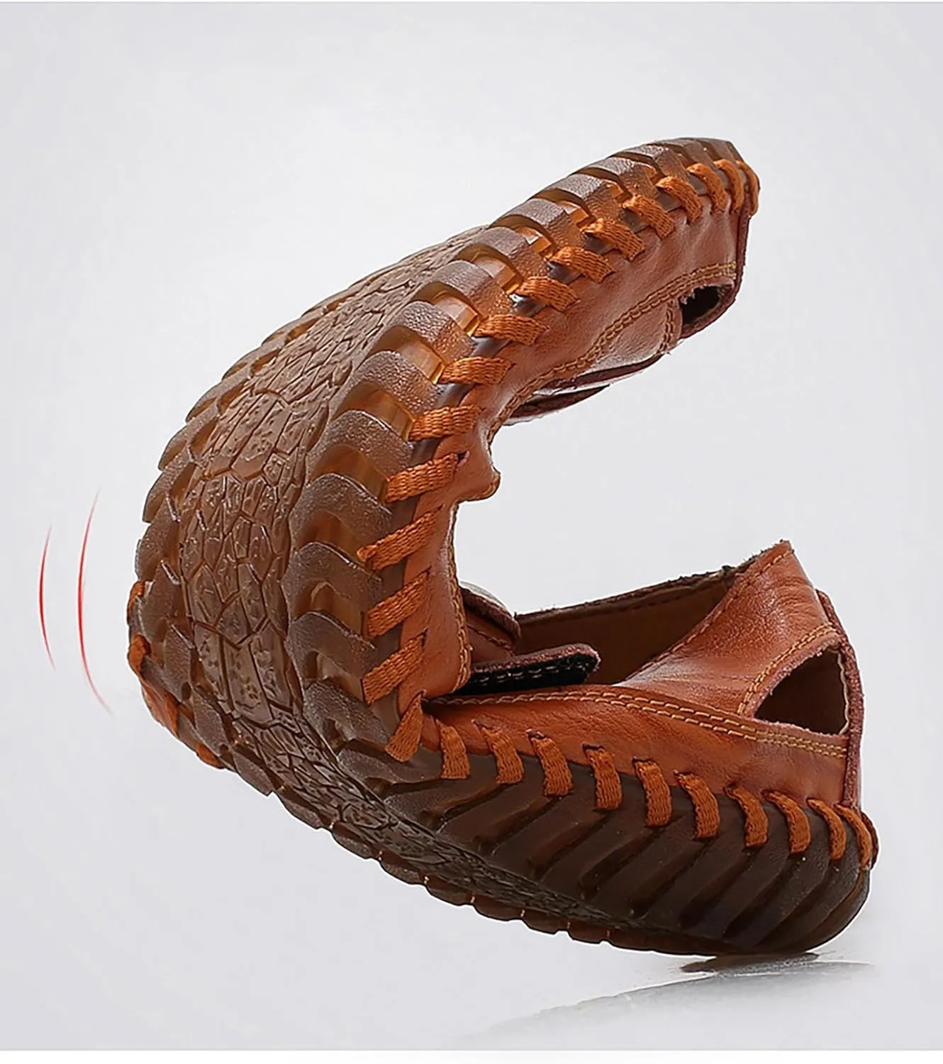 Mens Sport Sandals Breathable Outdoor Fisherman Shoes Adjustable Closed Toe Summer Leather Loafters