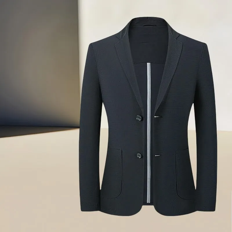 Men's Spring Summer Original Yarn Sun Protection Single Blazer Breathable Waffle-Knit Seamless Casual