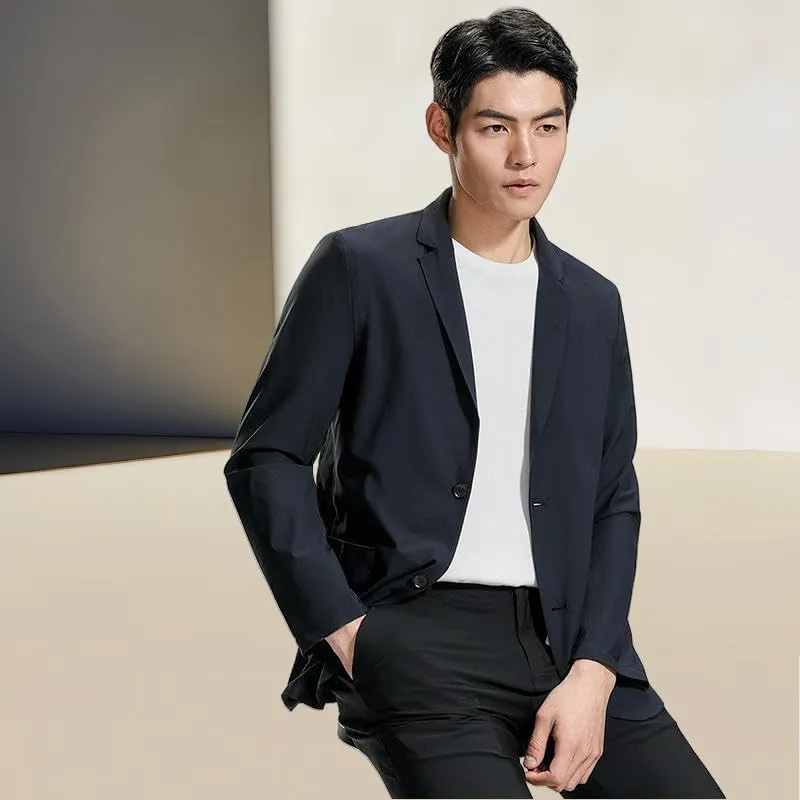 Men's Spring Summer Original Yarn Sun Protection Single Blazer Breathable Waffle-Knit Seamless Casual