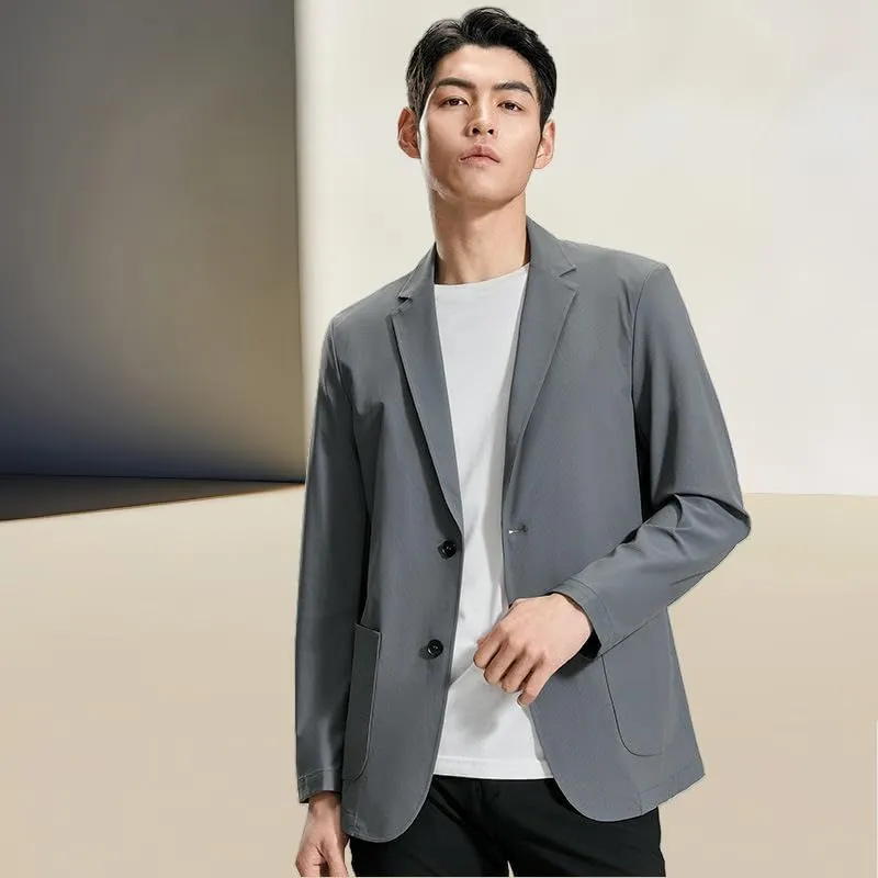 Men's Spring Summer Original Yarn Sun Protection Single Blazer Breathable Waffle-Knit Seamless Casual