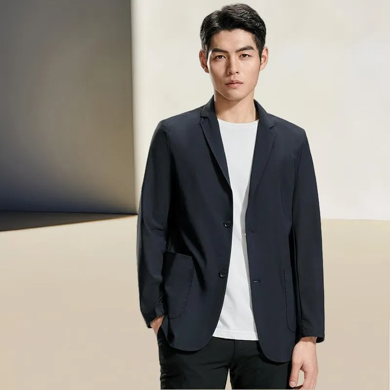 Men's Spring Summer Original Yarn Sun Protection Single Blazer Breathable Waffle-Knit Seamless Casual