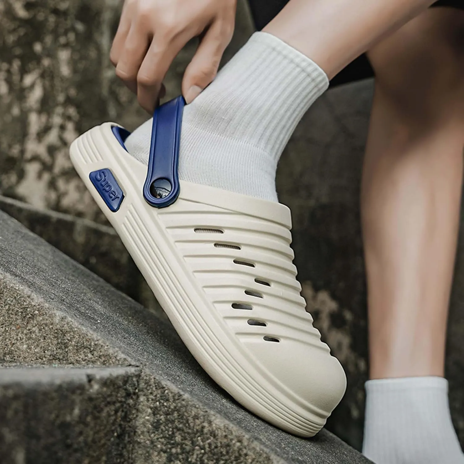 Men's summer cave shoes, quick drying casual sandals, non slip slippers