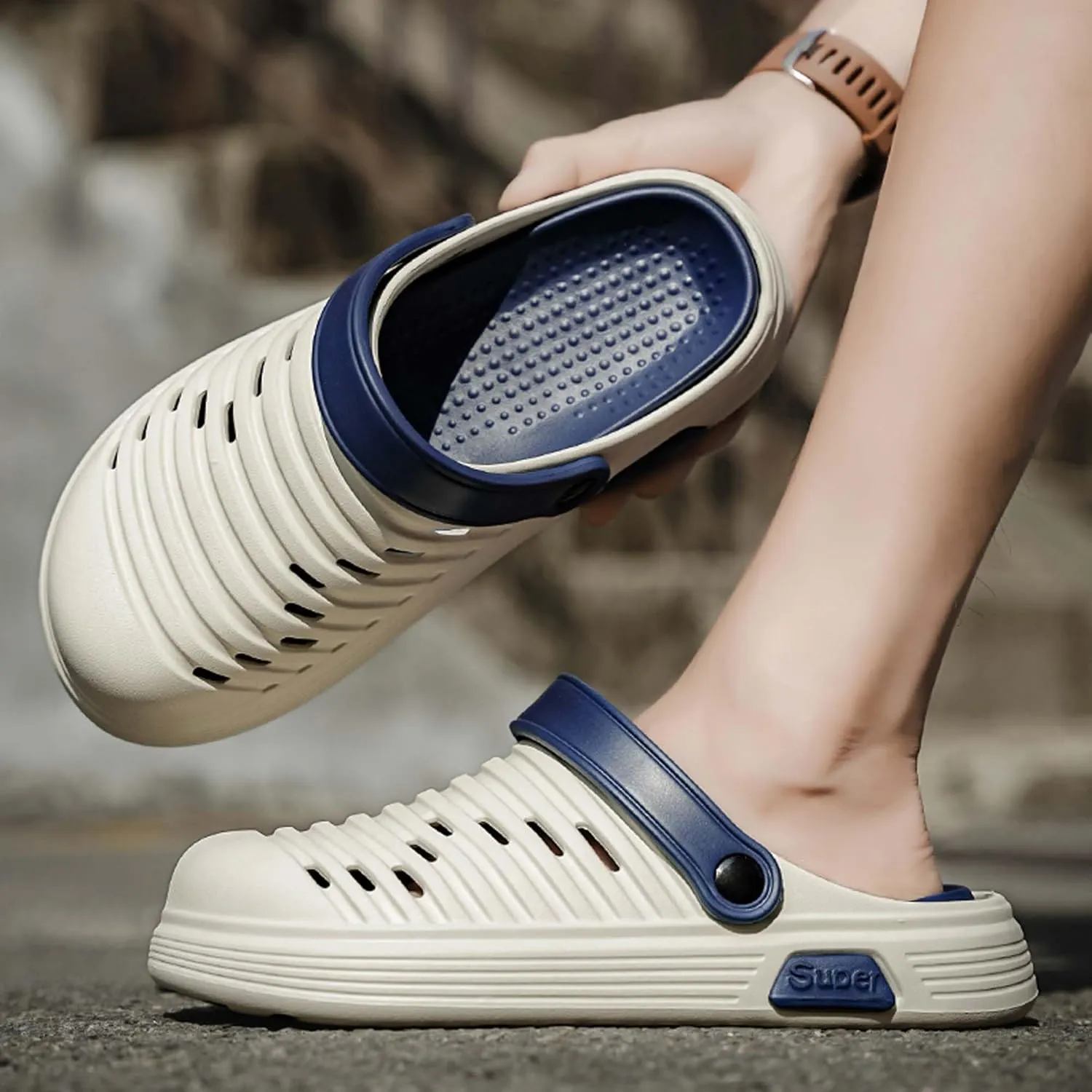 Men's summer cave shoes, quick drying casual sandals, non slip slippers
