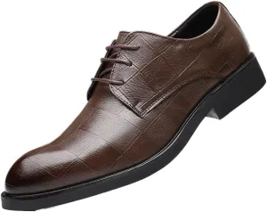 Men's Vintage High Gloss Dress Shoes Classic Round Toe Shiny Checkered Comfortable Dress Loafers