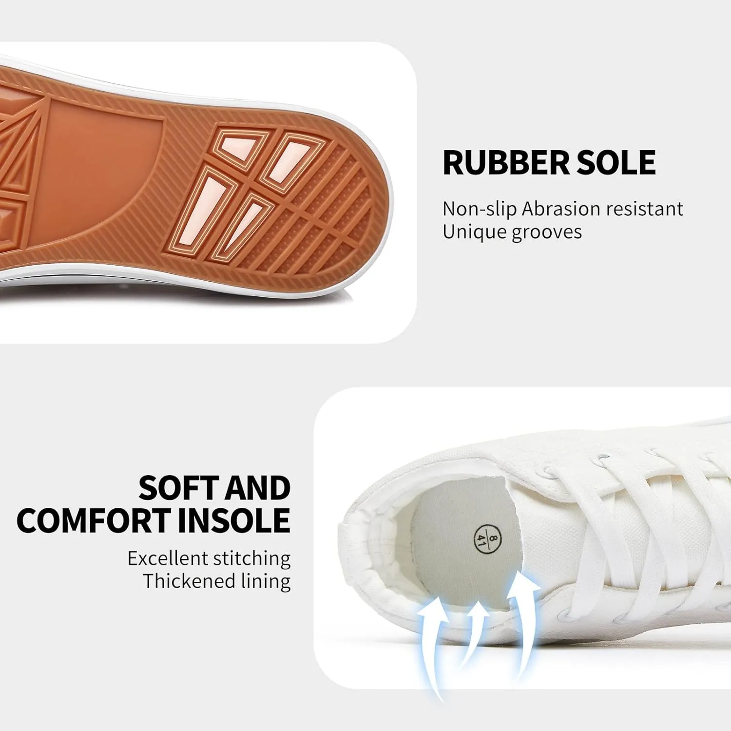 Men's White Canvas High Top Sneakers - Classic Lace-Up Walking Shoes, Light-Weight Soft Casual Tennis Shoes