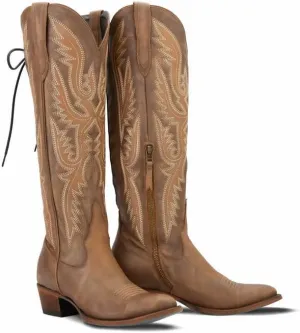 MissHeel Over the Knee Cowboy Boots for Women Adjustable Thigh High Cowgirl Boots
