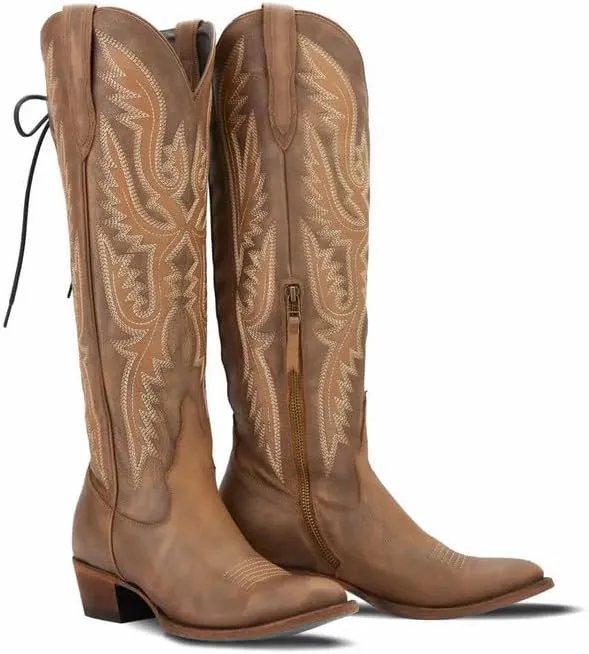 MissHeel Over the Knee Cowboy Boots for Women Adjustable Thigh High Cowgirl Boots