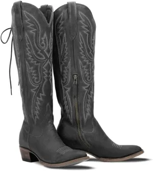 MissHeel Over the Knee Cowboy Boots for Women Adjustable Thigh High Cowgirl Boots