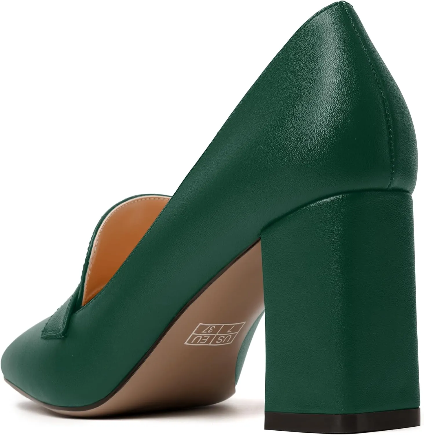 MODENCOCO Womens Sexy Formal Matte Slip On Square Toe Work Block High Heel Loafers Shoes 3.5 Inch