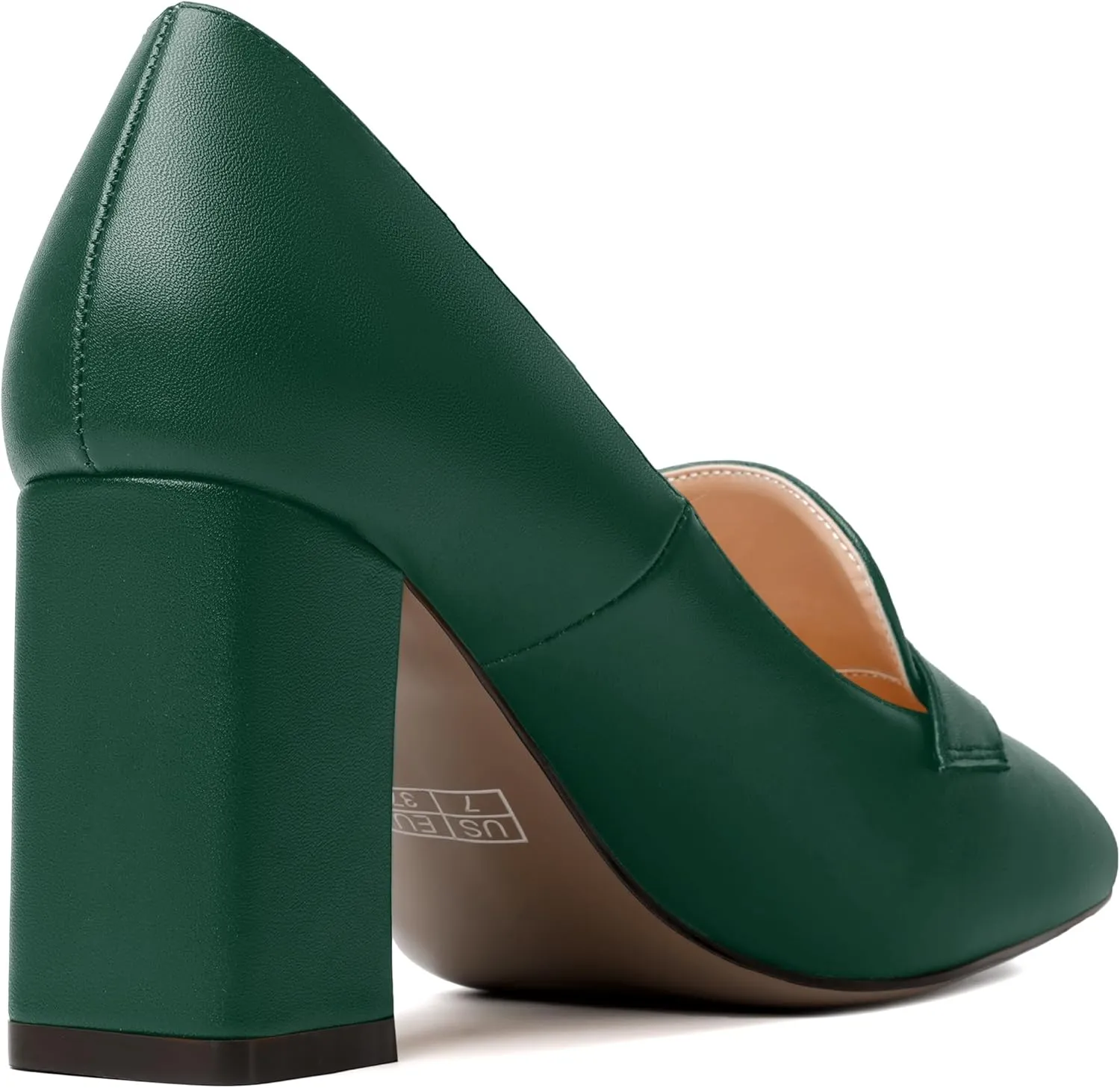 MODENCOCO Womens Sexy Formal Matte Slip On Square Toe Work Block High Heel Loafers Shoes 3.5 Inch
