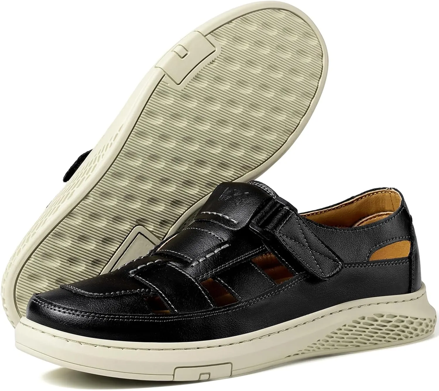 Moodeng Men's Sandals Causal Leather Sandals Outdoor Sport Sandals Lightweight Arch Support Walking Loafers