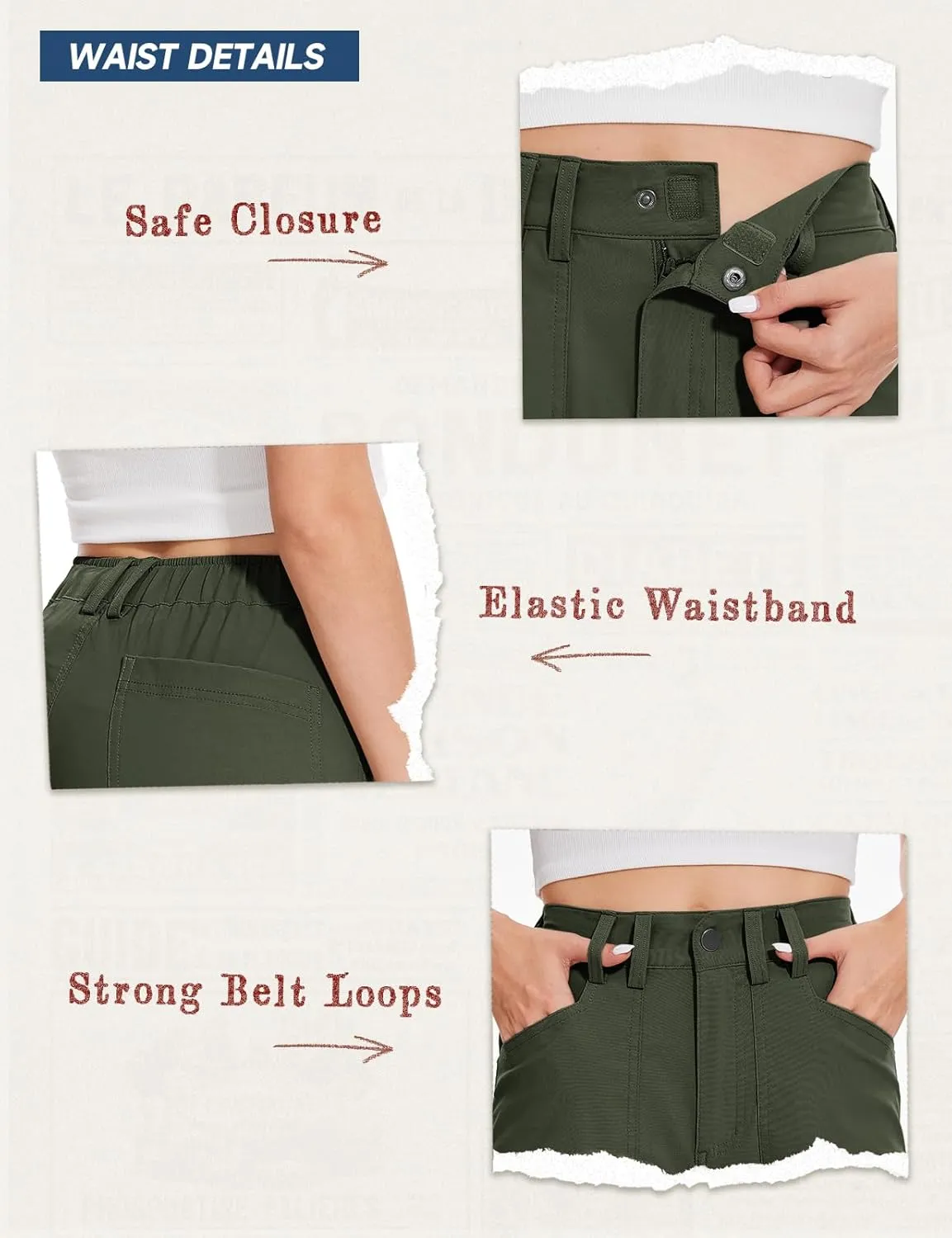 Moosehill Cargo Hiking Pants Women High Waisted Water Resistance Baggy Stretch Work Casual Travel Streetwear