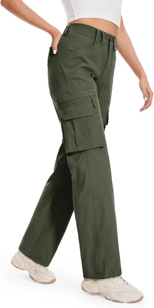 Moosehill Cargo Hiking Pants Women High Waisted Water Resistance Baggy Stretch Work Casual Travel Streetwear