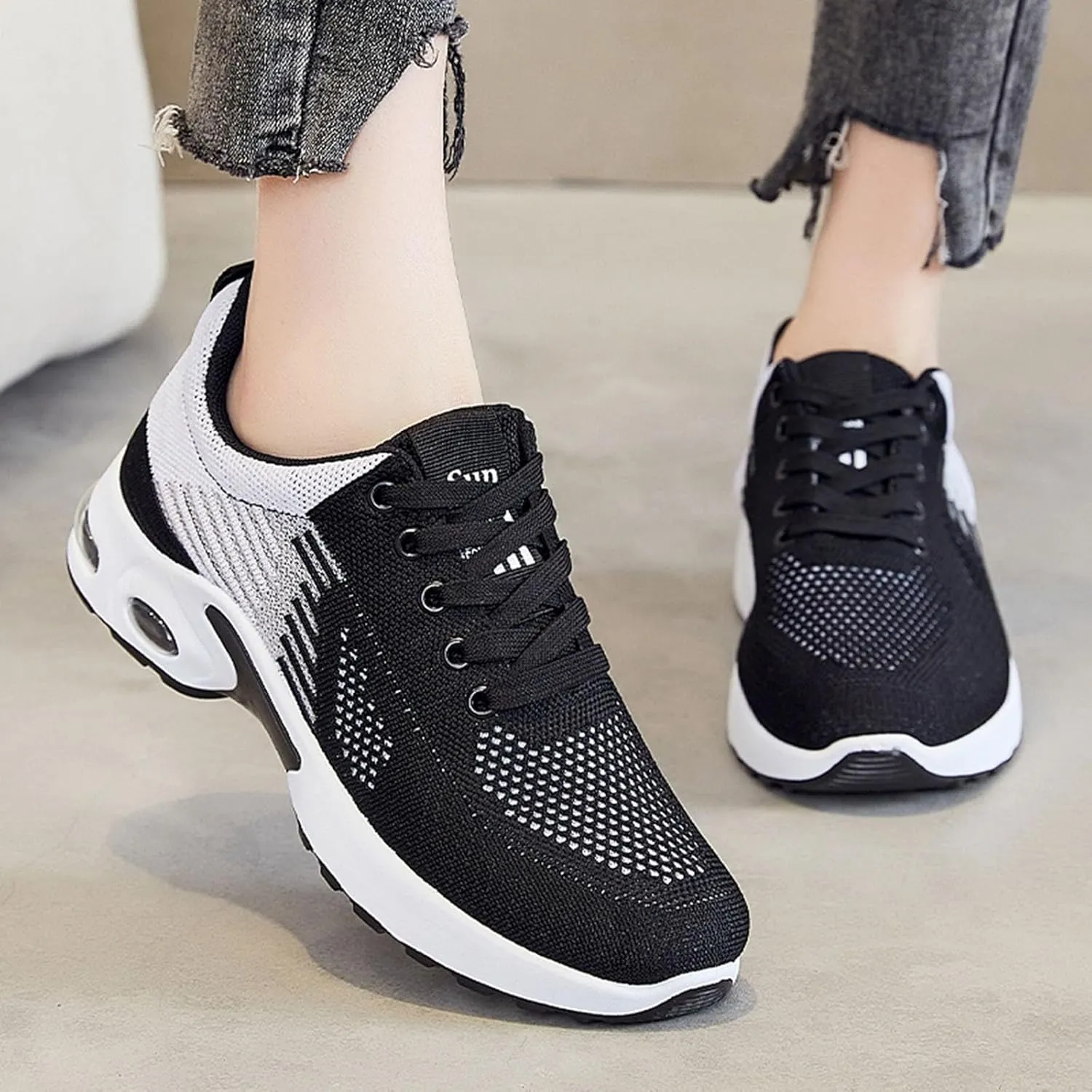 Musabela Orthopedic Shoes for Women Comfortwear Ortho Shoes for Women Plantar Fasciitis Walking Tennis Shoe Arch Support Air Cushion Running Shoe Mesh Breathable Gym Work Fashion Stretch Sneakers