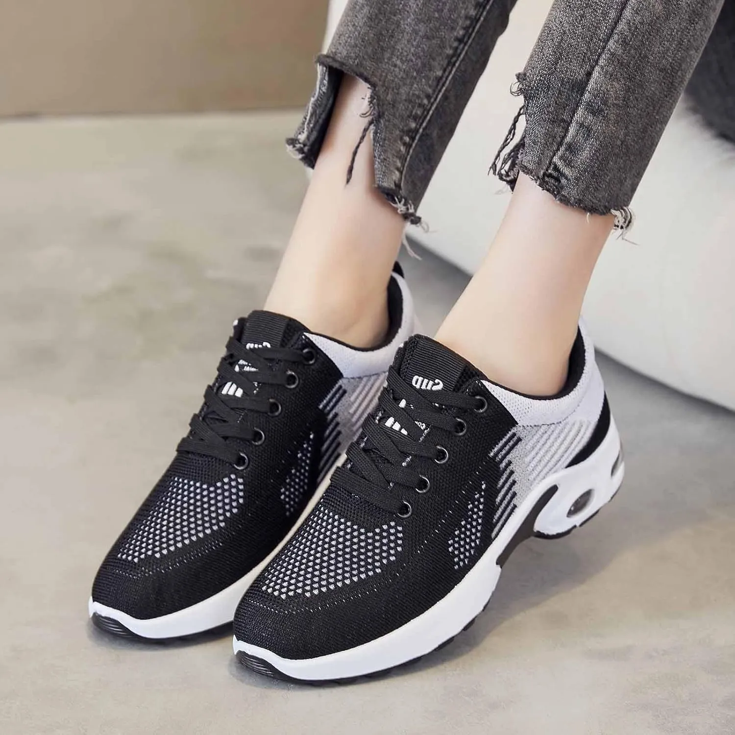Musabela Orthopedic Shoes for Women Comfortwear Ortho Shoes for Women Plantar Fasciitis Walking Tennis Shoe Arch Support Air Cushion Running Shoe Mesh Breathable Gym Work Fashion Stretch Sneakers