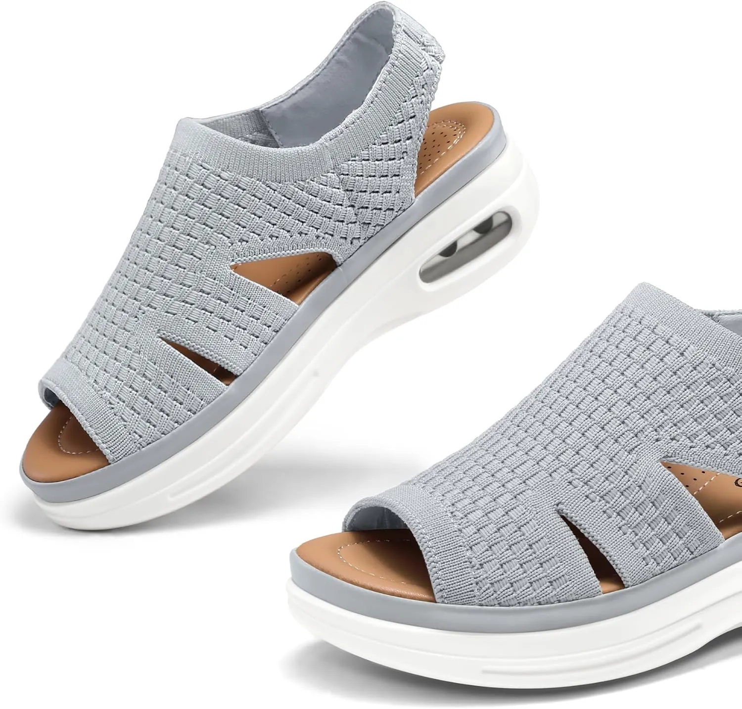mysoft Womens Comfortable Walking Sandals Slip On Air Cushion Slingback Open Toe Platform Summer Shoes