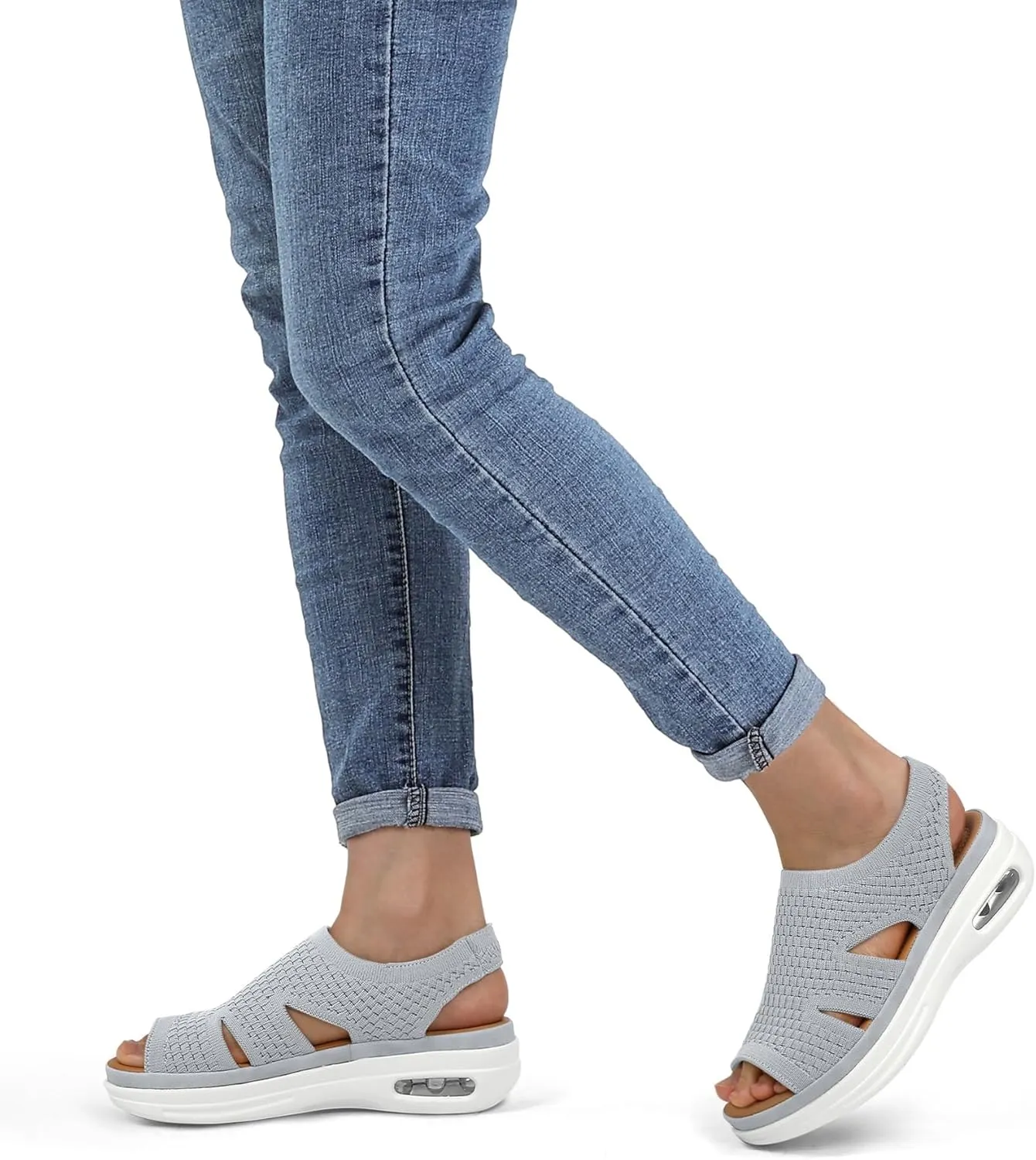 mysoft Womens Comfortable Walking Sandals Slip On Air Cushion Slingback Open Toe Platform Summer Shoes