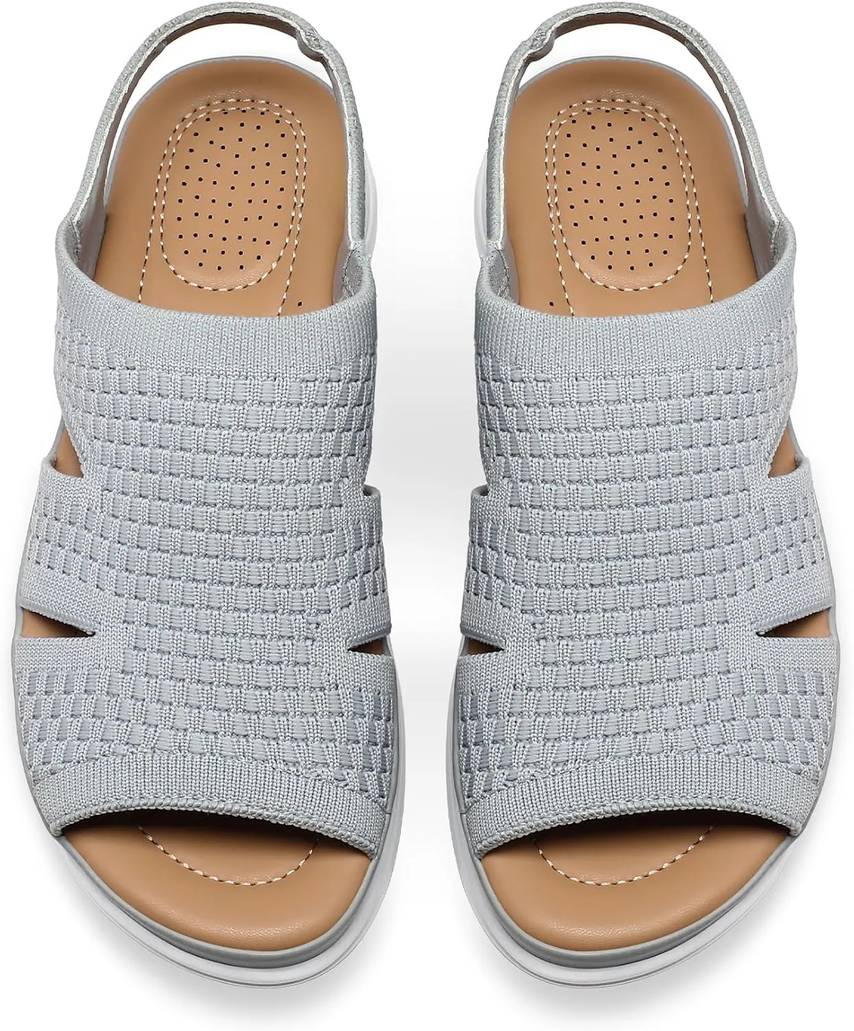 mysoft Womens Comfortable Walking Sandals Slip On Air Cushion Slingback Open Toe Platform Summer Shoes