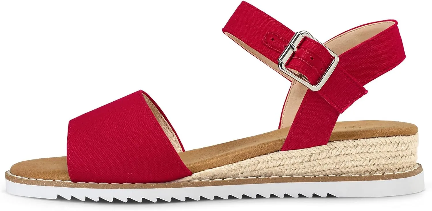 mysoft Women's Espadrilles Wedge Sandals Open Toe Ankle Strap Comfortable Casual Summer Walking Shoes