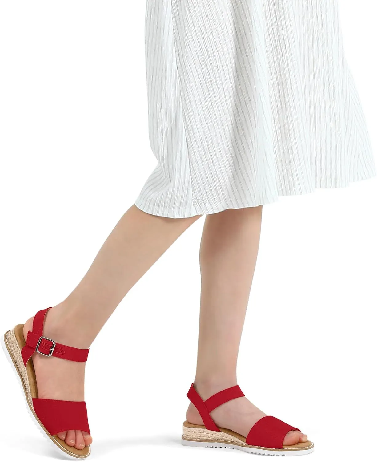 mysoft Women's Espadrilles Wedge Sandals Open Toe Ankle Strap Comfortable Casual Summer Walking Shoes