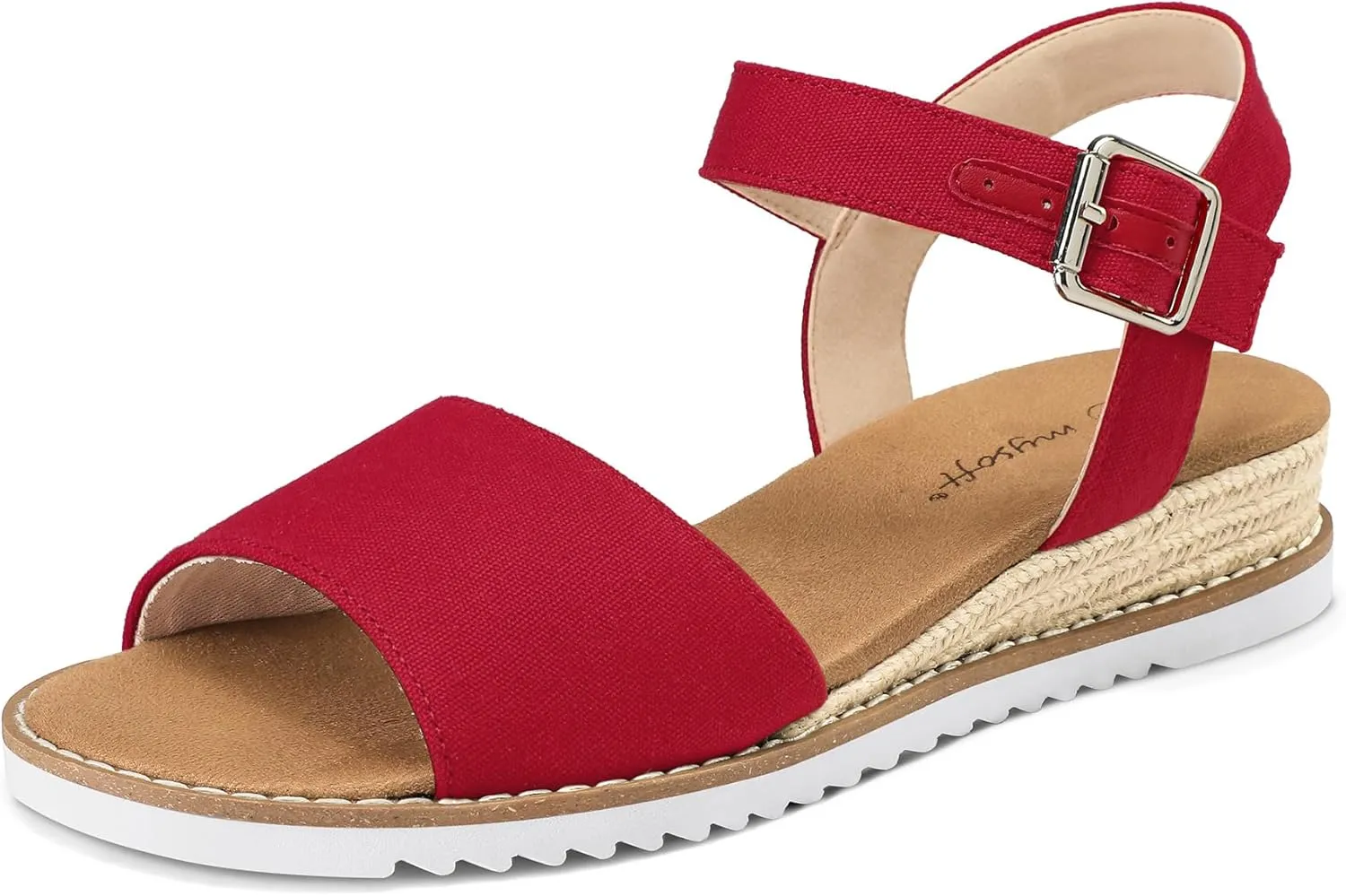 mysoft Women's Espadrilles Wedge Sandals Open Toe Ankle Strap Comfortable Casual Summer Walking Shoes