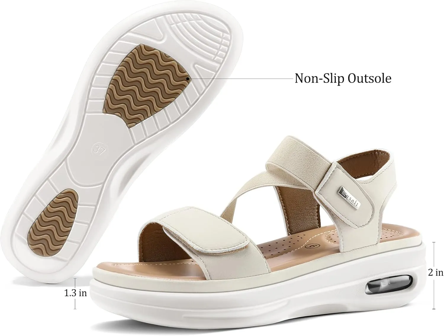 mysoft Women's Summer Walking Sandals Air Cushion Support Platform Ankle Strap Shoes Comfortable Casual Wedge Sandals