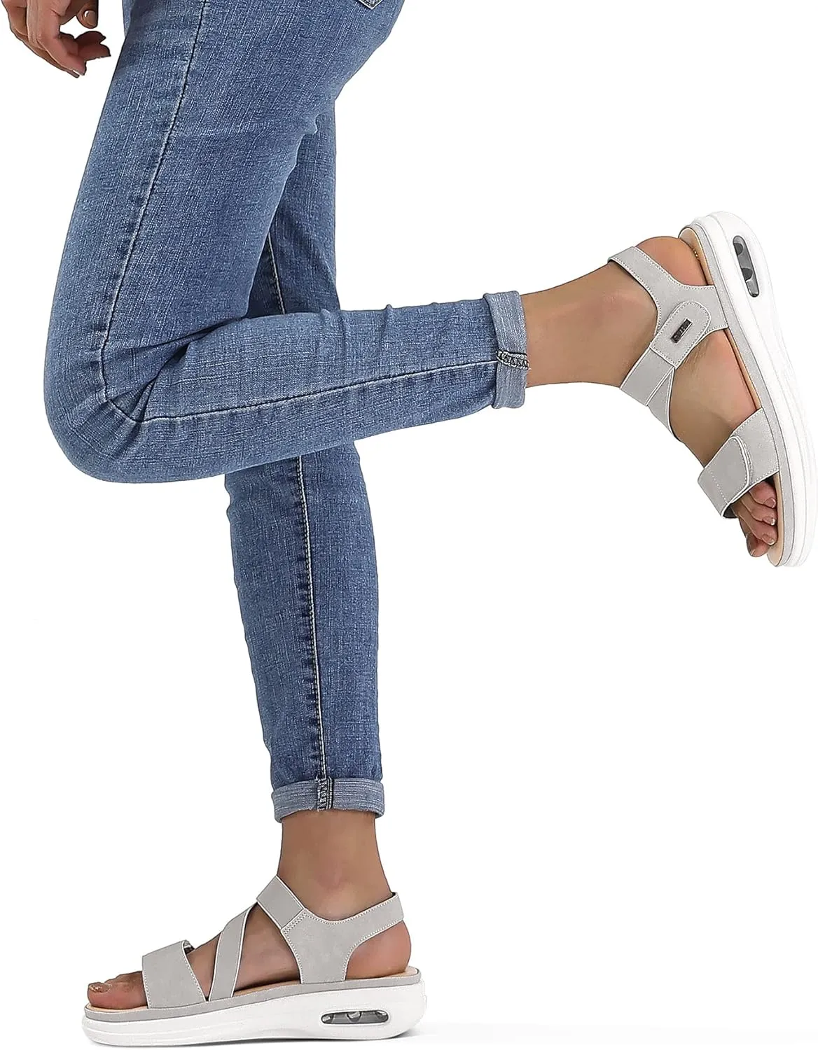 mysoft Women's Summer Walking Sandals Air Cushion Support Platform Ankle Strap Shoes Comfortable Casual Wedge Sandals