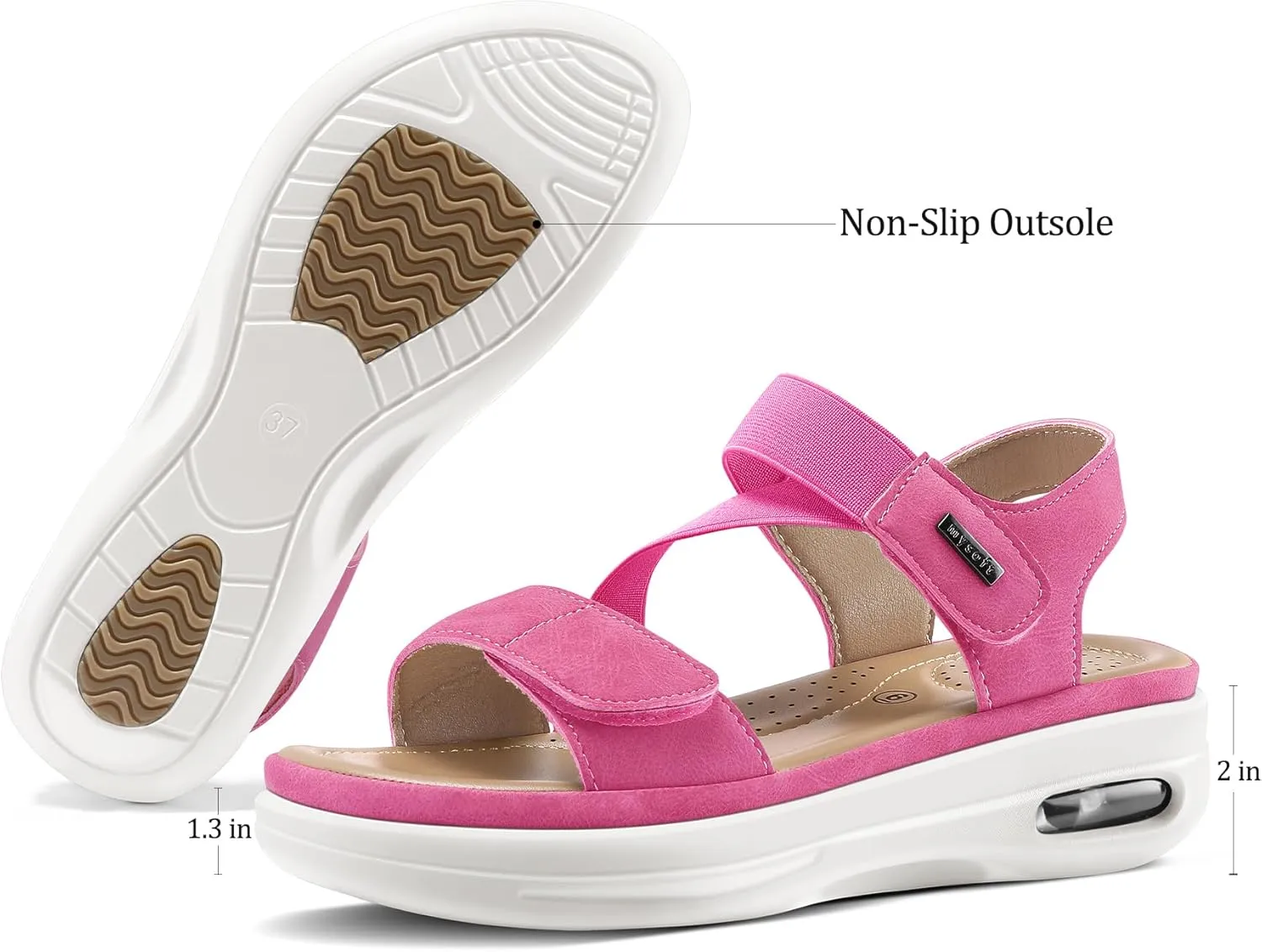 mysoft Women's Summer Walking Sandals Air Cushion Support Platform Ankle Strap Shoes Comfortable Casual Wedge Sandals