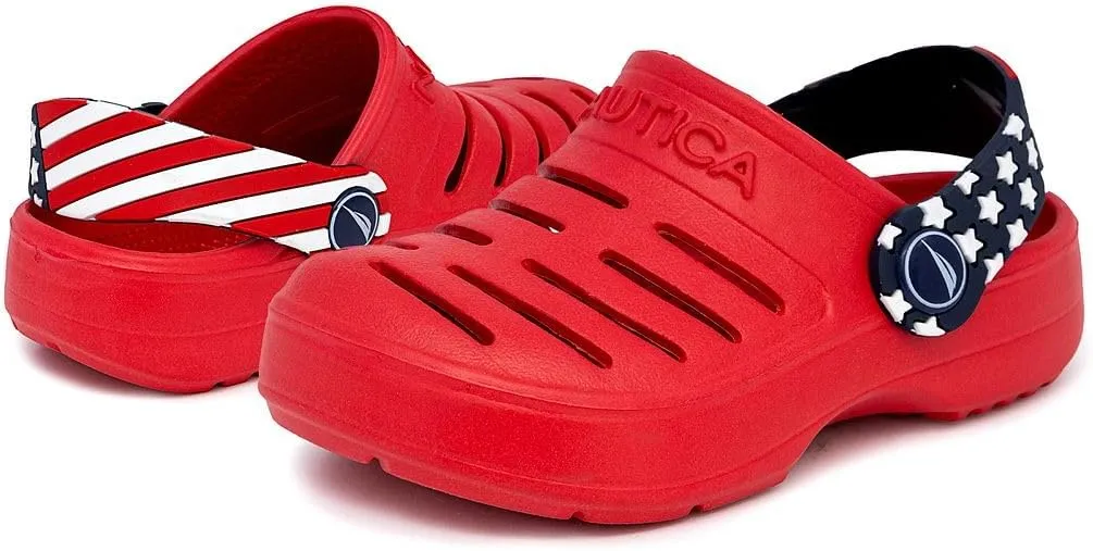 Nautica Kids Clog Sandals – Slip-On Lightweight Water Shoes with Adjustable Heel Strap – Comfortable EVA Slip-Resistant Clogs for Boys & Girls – Toddler & Youth Sizes
