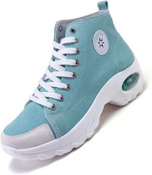 NCNDB Womens Canvas Sneakers High Top Lace up Casual Walking Shoes Air Cushion Sneakers