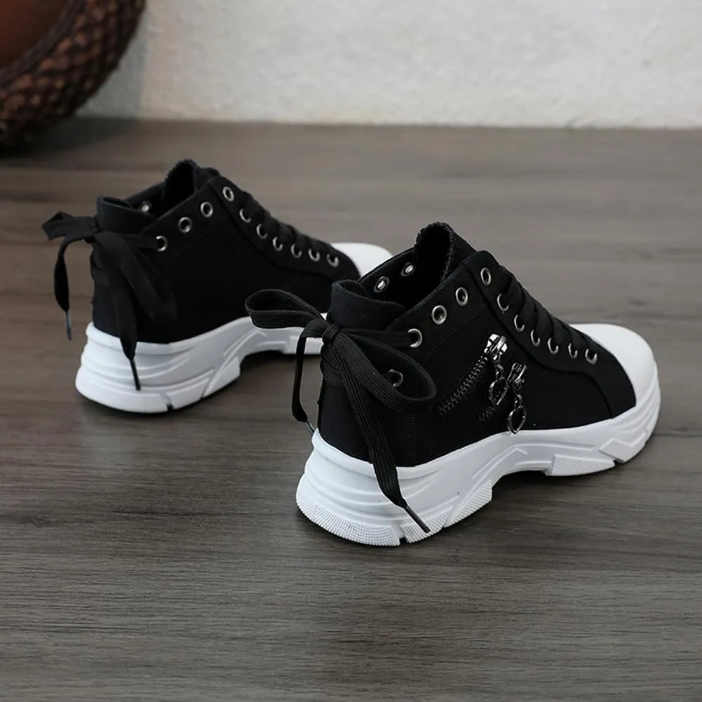 NCNDB Womens Canvas Sneakers High Top Lace up Casual Walking Shoes Air Cushion Sneakers
