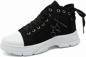 NCNDB Womens Canvas Sneakers High Top Lace up Casual Walking Shoes Air Cushion Sneakers