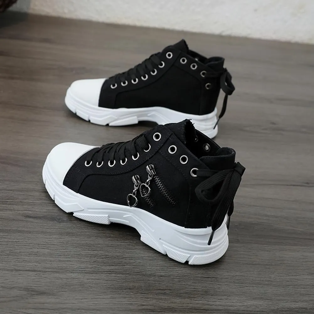 NCNDB Womens Canvas Sneakers High Top Lace up Casual Walking Shoes Air Cushion Sneakers