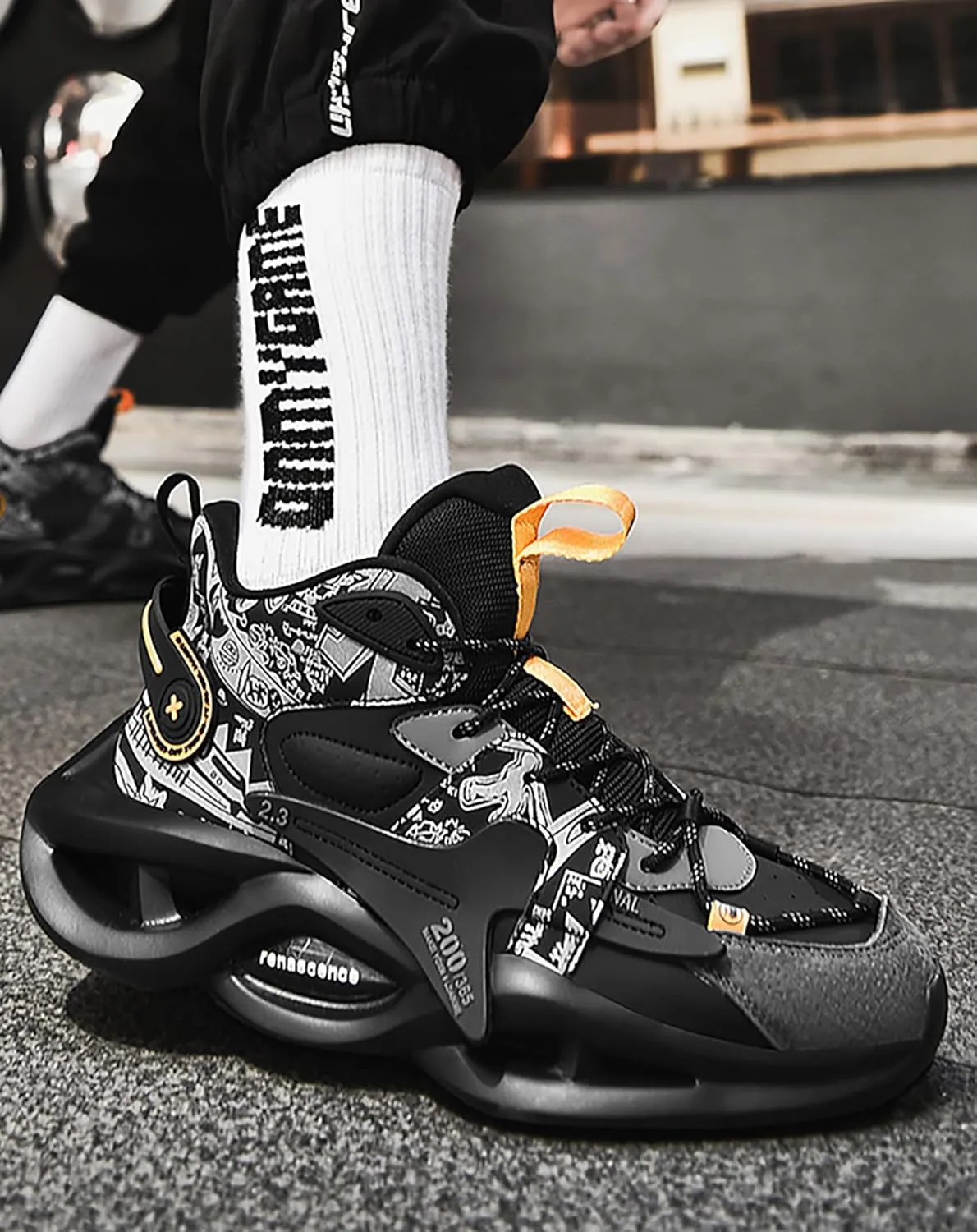 Niepce Inc Streetwear Fashion Men's Chunky Sneakers with Design