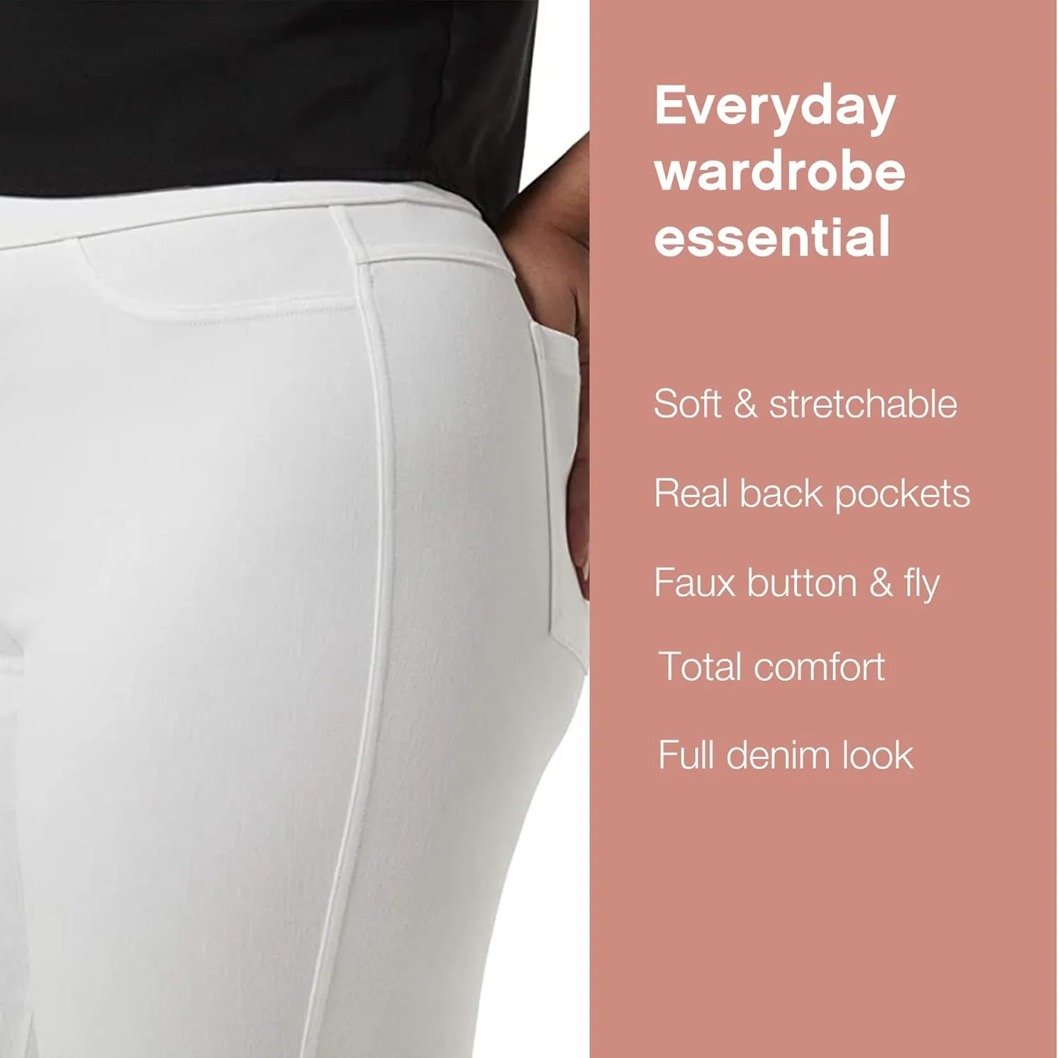 No Nonsense Women’s Classic Denim Leggings, Jeggings for Women with Real Back Pockets, High Waisted Stretch Jeans